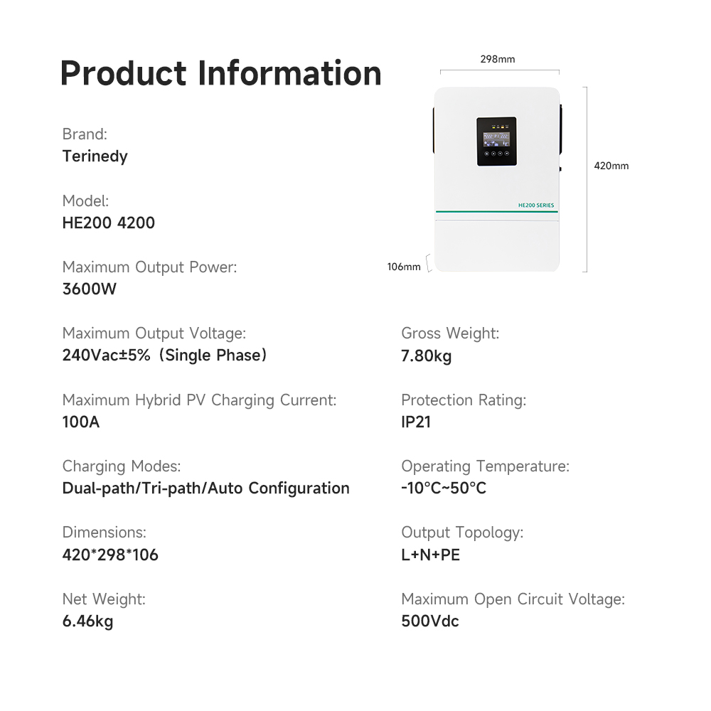 3,6kW 5,5kW 6,2kW 11kW 3kVA 5k - Hybrid Solar Inverter 5.5Kw Mppt 48V recensie en prijs