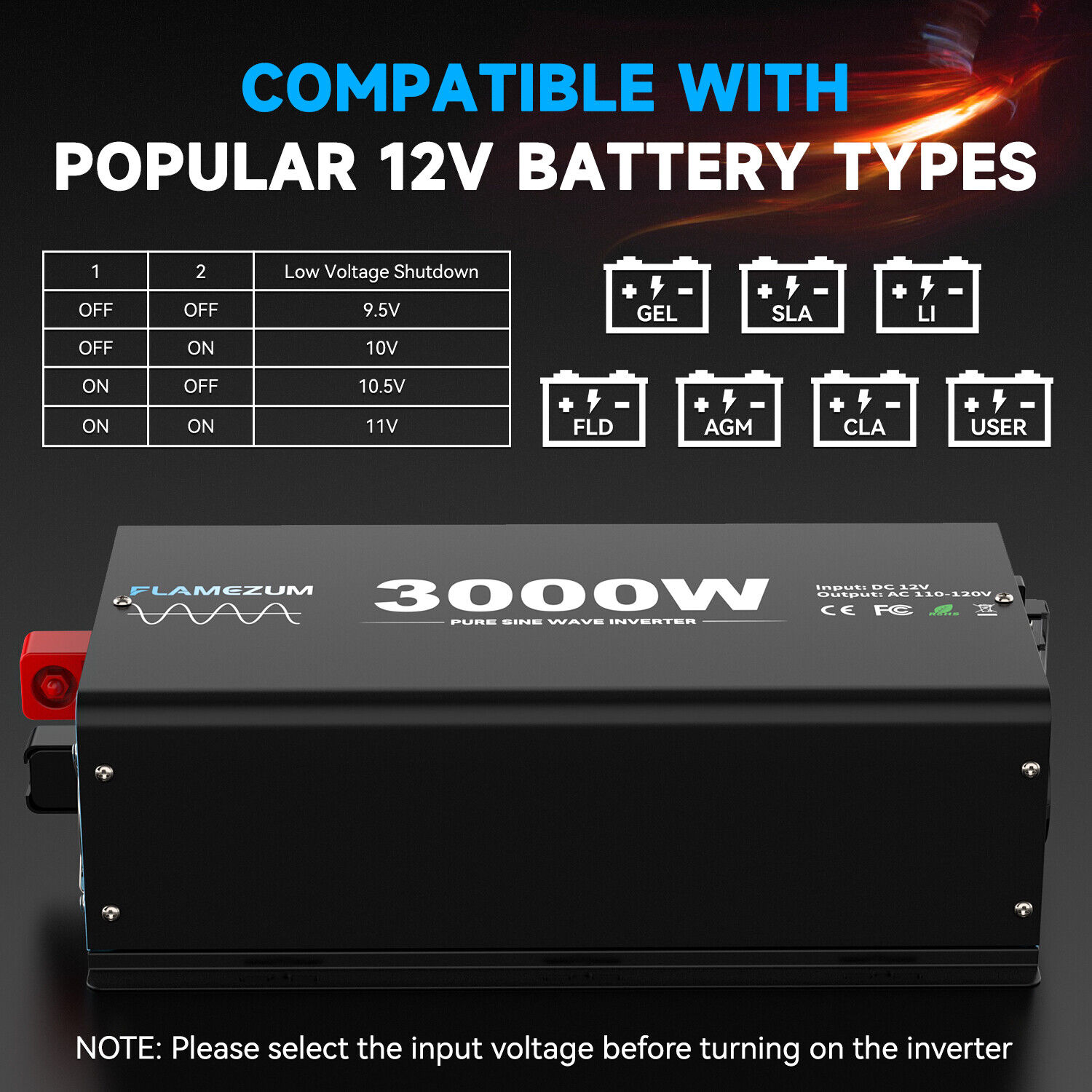 3000W zuivere sinusomvormer 12 - Inverter Pure Sine Wave 60Hz 120V 3000W recensie en prijs