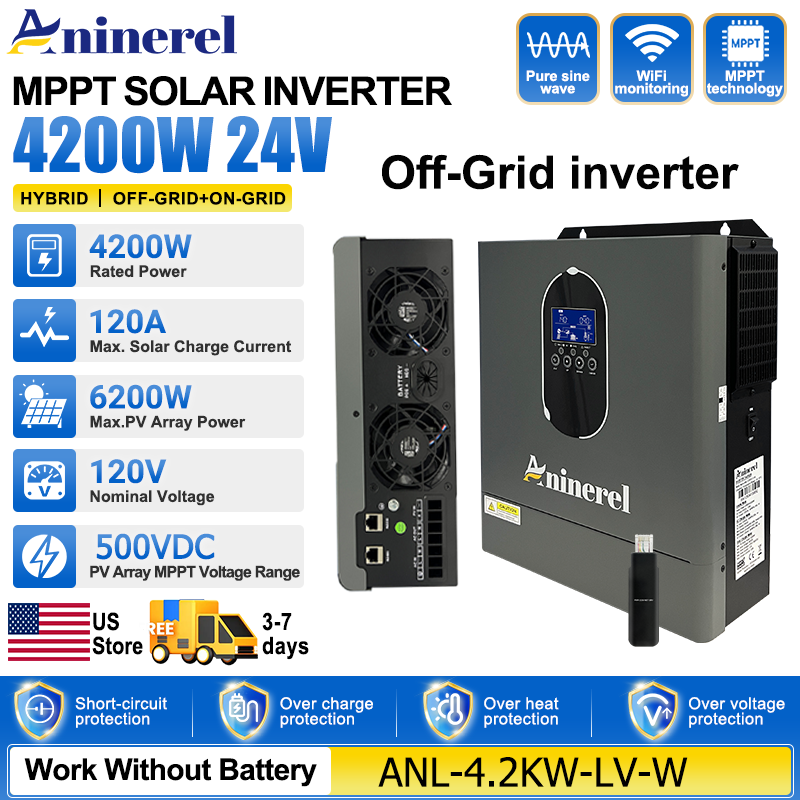 Aninerel 4200W 3KW 120V Hybrid - Inverter Pure Sine Wave 60Hz 120V 3000W recensie en prijs